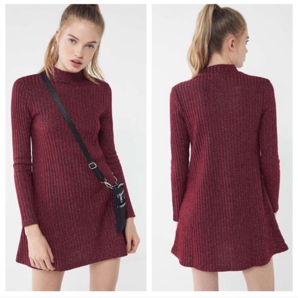 Urban Outfitters Dresses & Skirts - NWT UO Sofia Shimmer Ribbed Sweater Mock Dress